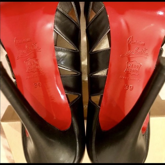 Christian Louboutin Peep Toe Leather Pumps - Picture 6 of 7